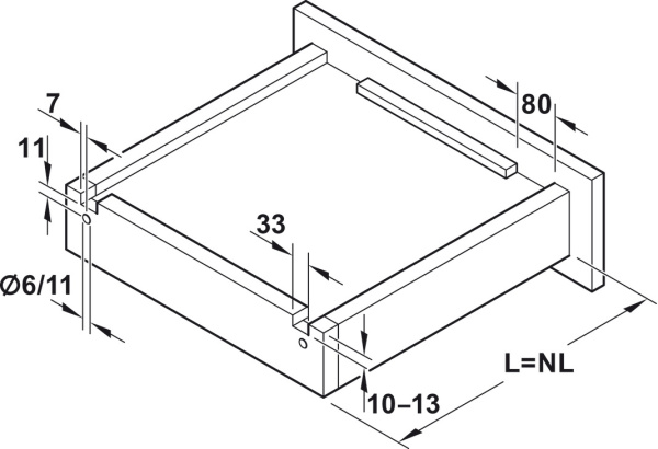 Направляющие скрытого монтажа UMS30 16/500 мм до 30 кг, с функцией РТО, с фиксаторами